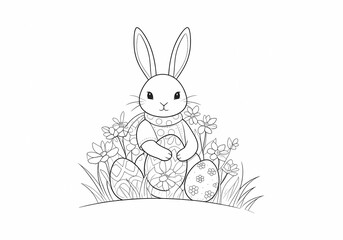 Fototapeta premium easter bunny with easter eggs