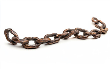 Obraz premium A Broken Chain as a Metaphor for Freedom Isolated On White Background.