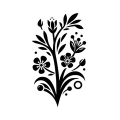 Elegant Black & White Floral Design: Minimalist Vector Graphic