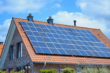 Fototapeta premium Solar panels on a house roof