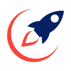 Rocket launch in space logo