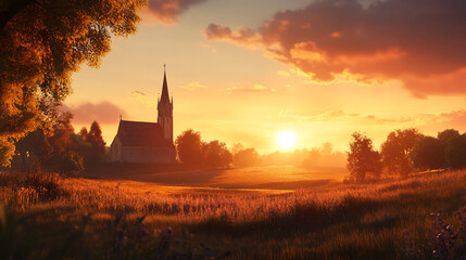 Fototapeta premium Church at Sunrise (4)