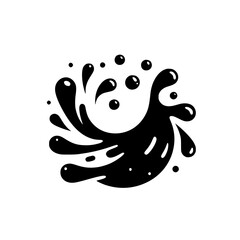 Black Ink Splash Logo, Liquid, Bold Design, White Background