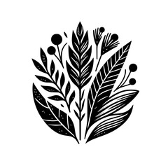 Minimalist Botanical Illustration, Black and White, Elegant Design