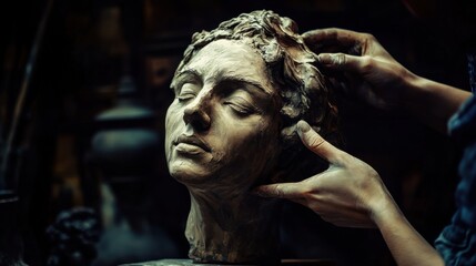 Sculpture Creation Process of a Human Head in Clay Artistry