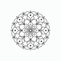 Easy Floral Mandala Coloring Page for Mindfulness and Relaxation Hand-Drawn Floral Mandala Line Art. a decorative ornament