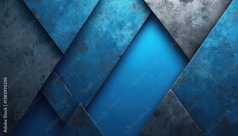 Poster abstract tech background with grunge texture. blue, grey geometric shapes, contrast and gradient. mo