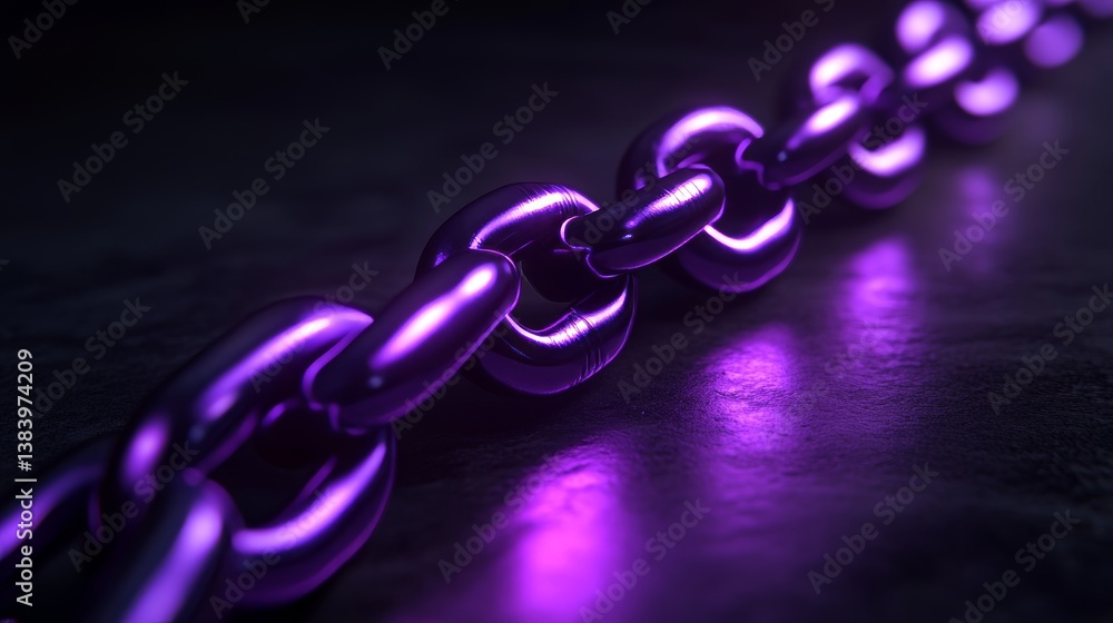 Poster a digital security and connectivity symbol, envisioned as a futuristic blockchain network in the for