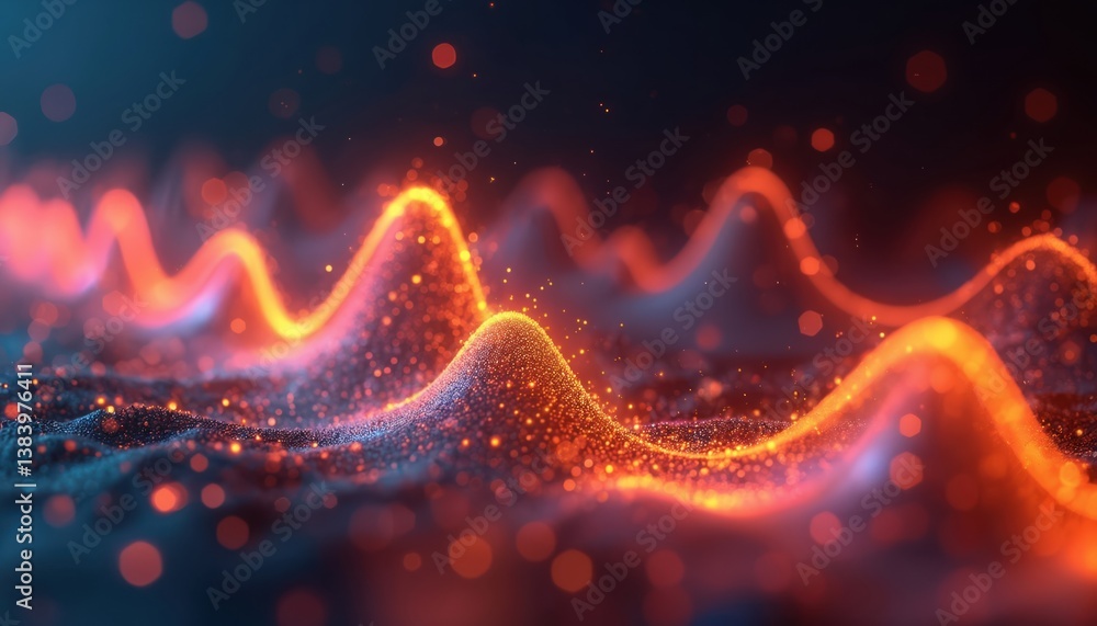 Aufkleber Dynamic data visualisation regression analysis with futuristic tech aesthetics. Detailed neon trend lines intersect with geometric patterns. Vibrant abstract design for innovative digital science