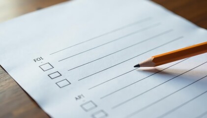 Close-up of ballot paper, pencil & voting booth , polling station, choice, civic duty