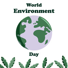 Vector World Environment Day poster with globe on white background. Environment day design. 