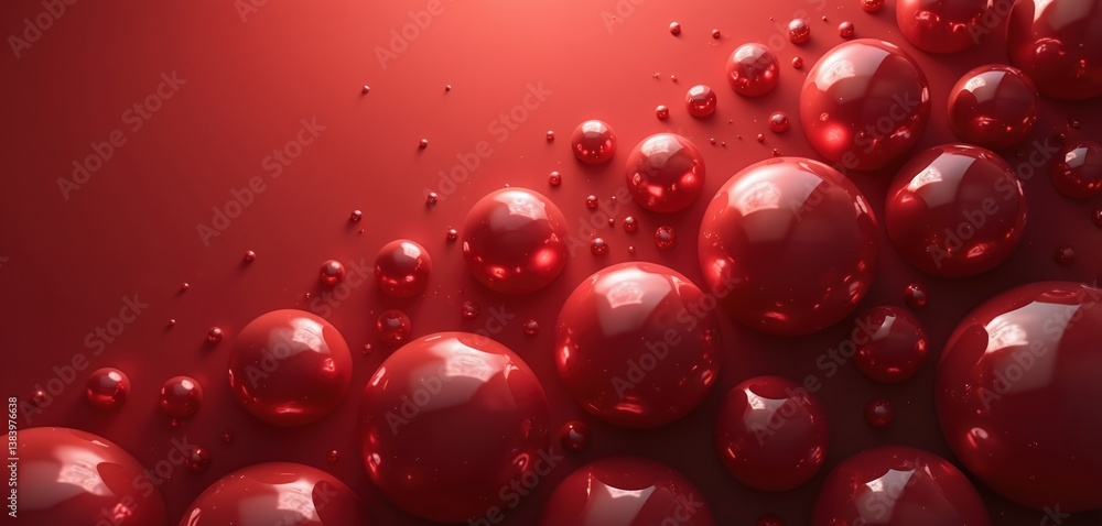 Poster abstract wallpaper with red spheres. modern minimalist design with vibrant red color. glossy, shiny 