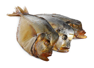 Dried moonfish isolated on white. Salty snack