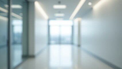 Clean, empty corridor perspective reveals long hallway architecture