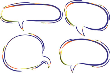 blue colorful pattern abstract creative doodle speech bubbles set