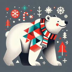 vector t-shirt print with polar white bear on grey graphite background