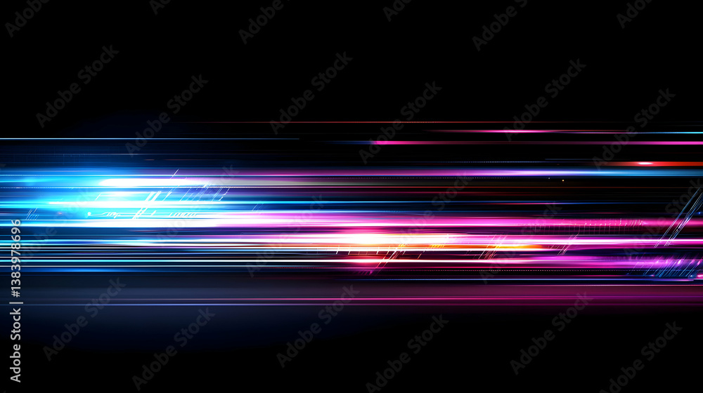 Poster abstract speed lines with colorful light trails
