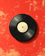 Vinyl record icon on blue background – retro music and vintage audio design