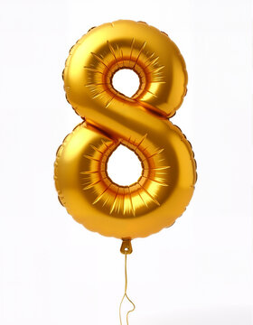 Golden Foil Balloon in the Shape of Number 8