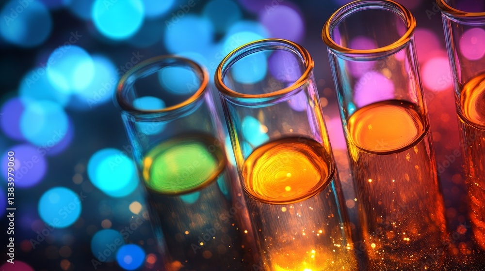 Poster a conceptual design for a laboratory, showcasing an abstract scientific research theme with test tub