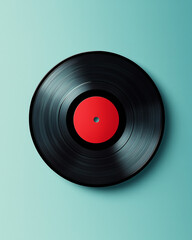Vinyl record icon on blue background – retro music and vintage audio design