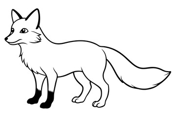 fox silhouette line art vector illustration with a white background