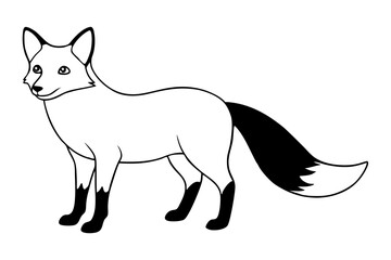 fox silhouette line art vector illustration with a white background