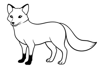 fox silhouette line art vector illustration with a white background