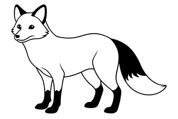 fox silhouette line art vector illustration with a white background