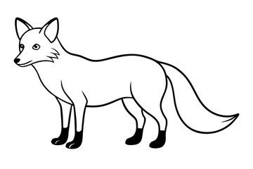 fox silhouette line art vector illustration with a white background