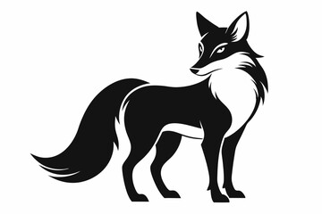 fox silhouette line art vector illustration with a white background