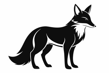 fox silhouette line art vector illustration with a white background