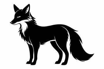 fox silhouette line art vector illustration with a white background