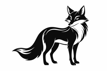 fox silhouette line art vector illustration with a white background