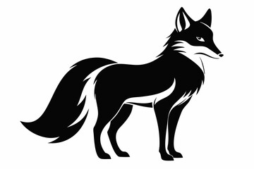 fox silhouette line art vector illustration with a white background