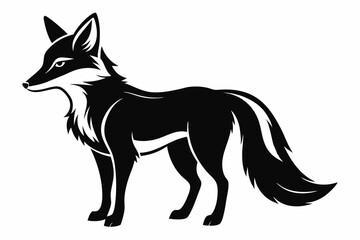fox silhouette line art vector illustration with a white background