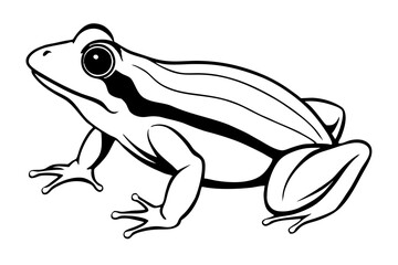 frog silhouette line art vector illustration with a white background