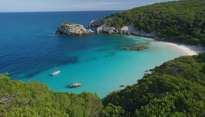 Mediterranean Seascape with Boats and Rocky Shore