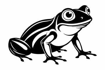 frog silhouette line art vector illustration with a white background