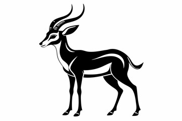gazelle silhouette line art vector illustration with a white background