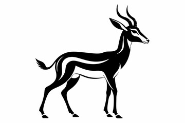 gazelle silhouette line art vector illustration with a white background