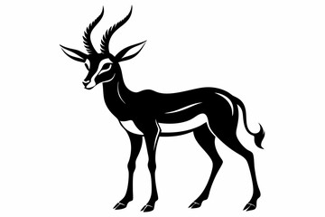 gazelle silhouette line art vector illustration with a white background