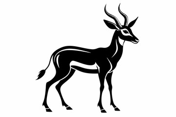 gazelle silhouette line art vector illustration with a white background