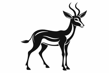 gazelle silhouette line art vector illustration with a white background