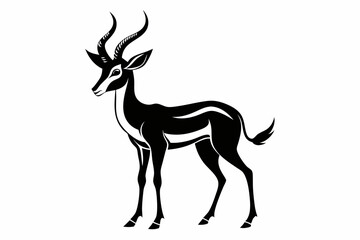gazelle silhouette line art vector illustration with a white background
