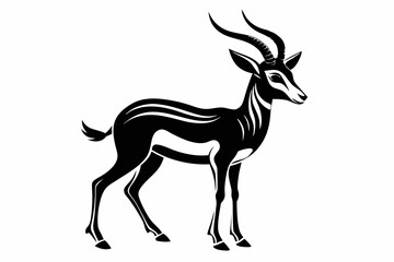 gazelle silhouette line art vector illustration with a white background