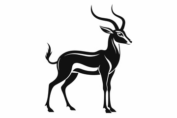 gazelle silhouette line art vector illustration with a white background