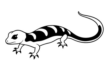 gecko silhouette line art vector illustration with a white background