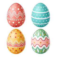 Colorful painted eggs for Easter celebration isolated on transparent background