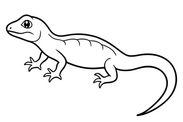 Obraz premium gecko silhouette line art vector illustration with a white background